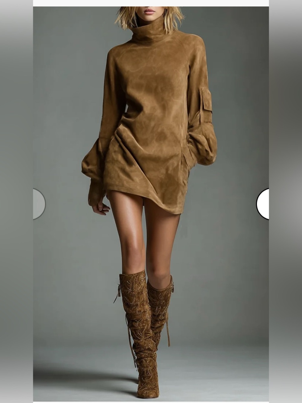 Modesees faux suede turtleneck dress size XS